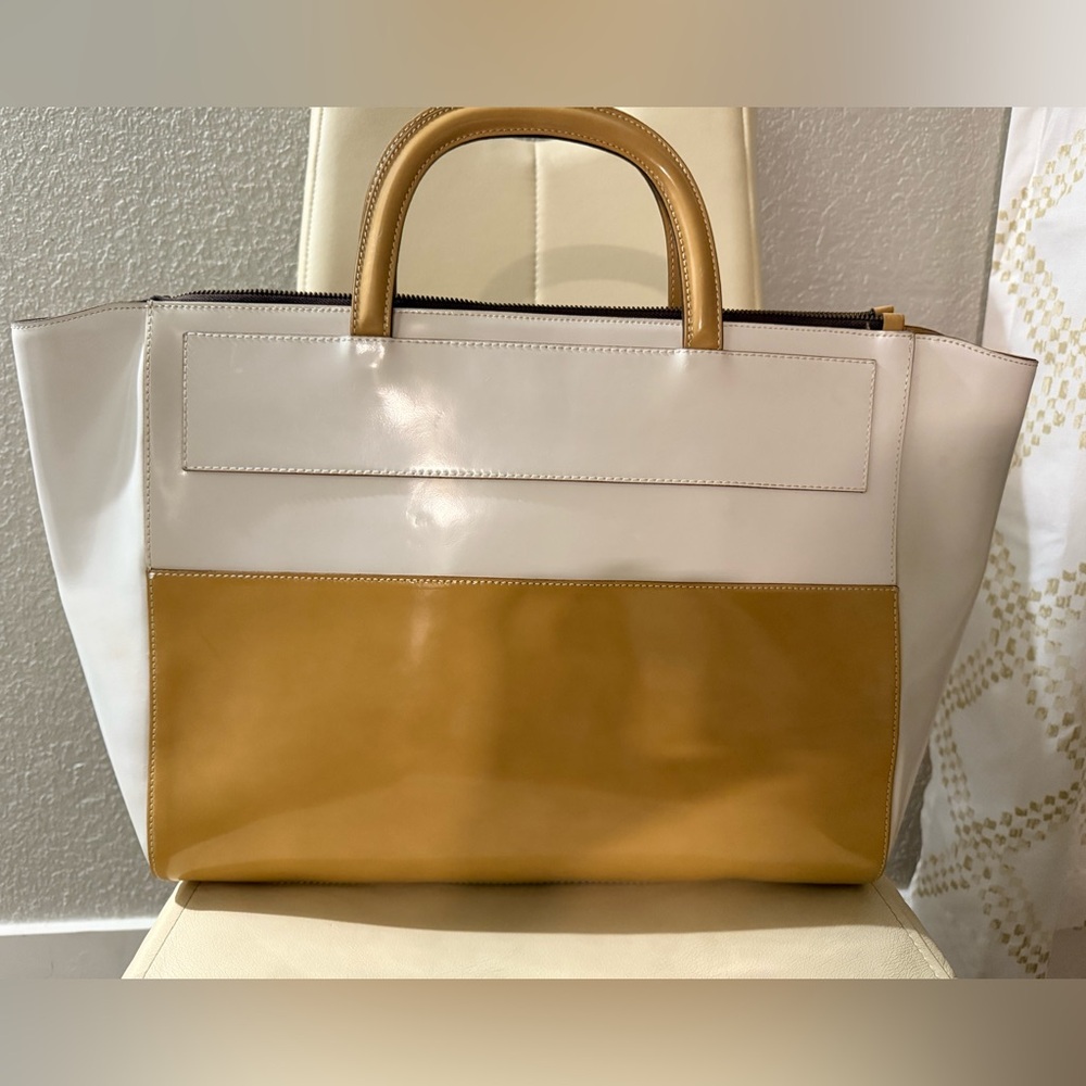 Two-Tone White and Tan Women's Bag